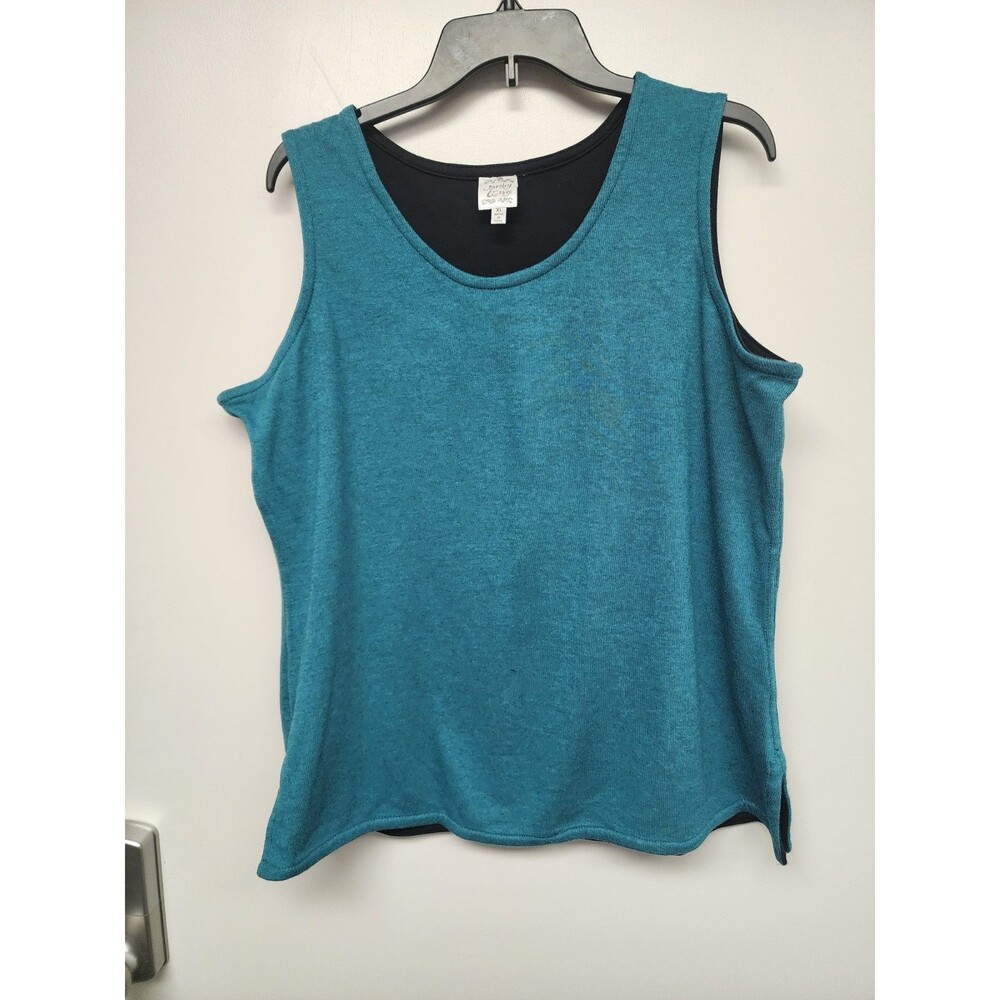 Parsley & Sage Tank Top Womens XL Turquo Knit Sleeveless Sweater Shirt Lagenlook